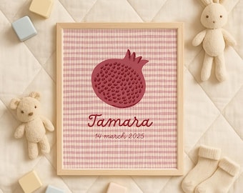 Granatapfel - anpassbarer Kunstdruck für Mädchen und Frauen - Little Habibis Collection, Libanon Kunst, libanesische Druck, levantinisches Thema Kinderzimmer