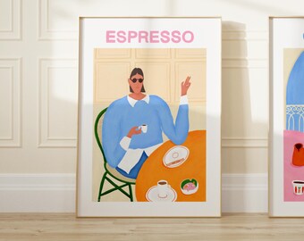 Espresso Art print - DE PARIS A BEYROUTH Collection - Museum poster, France art, Coffee print, Parisian poster
