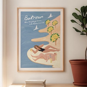Impresión de Batroun - Colección de postales del Líbano, arte libanés, impresión libanesa, póster de viaje a Beirut, Laymounada, limonada de Batroun