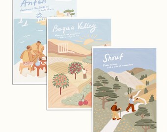 Postkarten aus dem Libanon - 12 Postkarten mit Umschlägen - Beirut Souvenirs, Grußkarten, Libanon Postkarten, libanesische Kunst