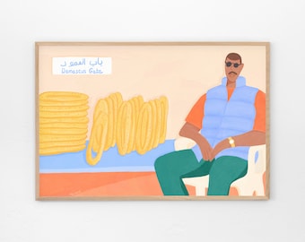 Jerusalem Style Kaak - Palestinian Art, Kaak poster, Jerusalem Sesame bread