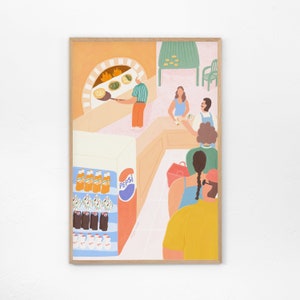 In line for Manoushe Art print #3 out of 15 - Lebanese Art, Kitchen poster