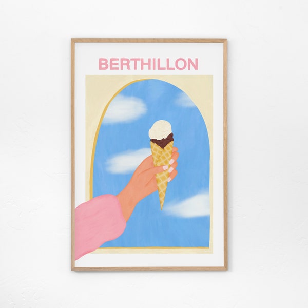 Berthillon Ice Cream Art Print - Museum poster, France art, Ice Cream print, Food illustration