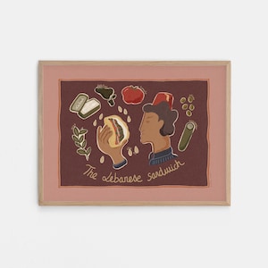 The Lebanese Sandwich Print - Versione inglese - Poster libanese, arte libanese, arte araba, stampa libanese, cibo libanese
