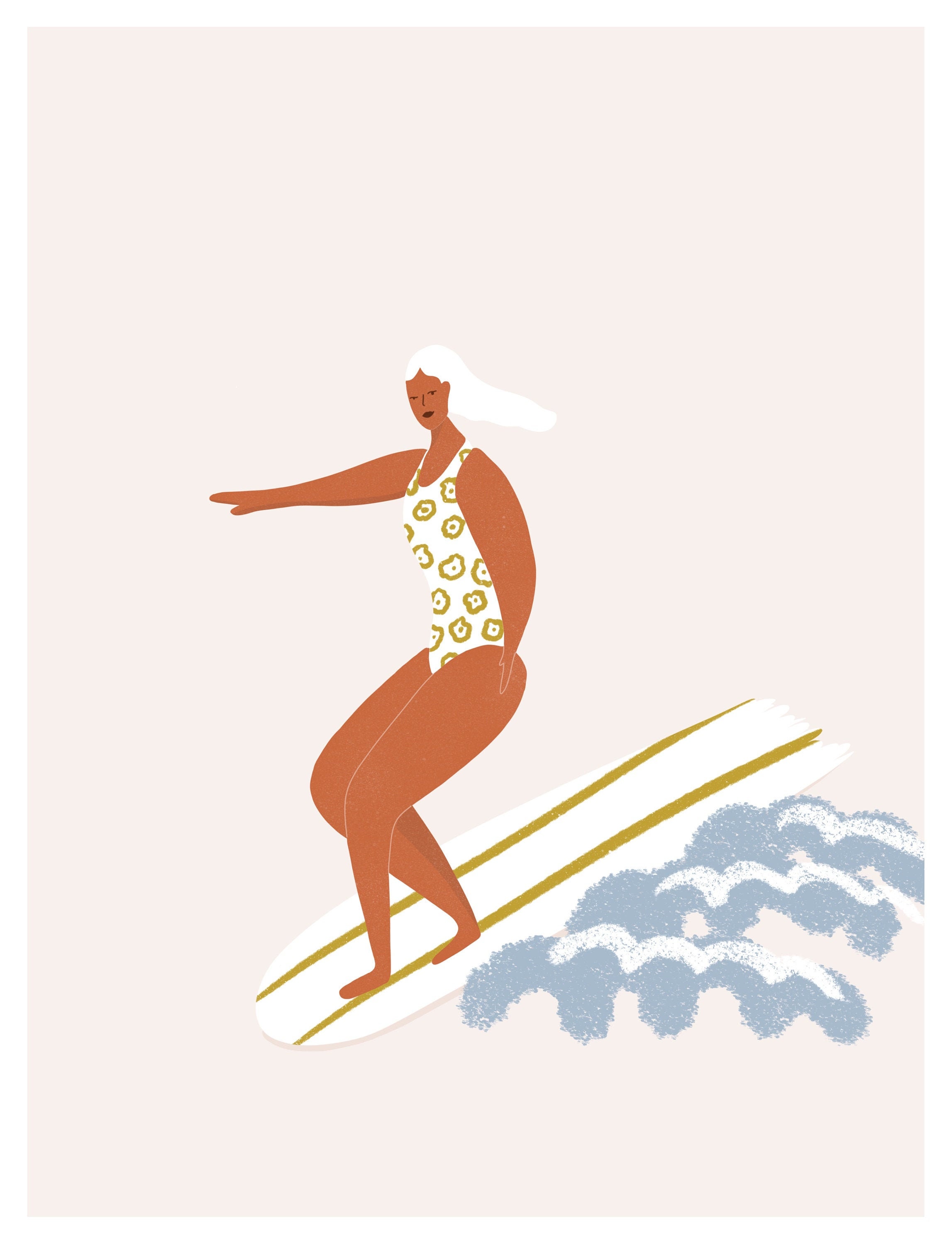 Badass Surfer #2 - Art Print, Wall Art, Surf Illustration, Surf print, Feminine illustration