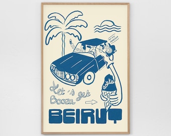 Let&#39;s get Booza Print - Beirut Collection, Lebanon art, Arabic Art, Lebanese print, Beirut travel poster, Ashta arabic ice cream