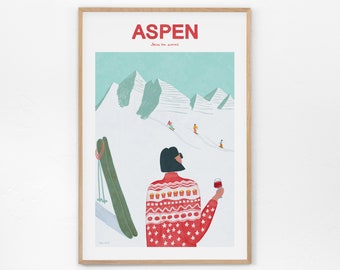 Aspen (seize the summit) Art Print - Museum poster, Ski art, Travel poster
