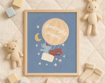 The Moonlit Voyage Print - Gute Nacht Hayati - Libanesische Kinderzimmer Kunstdruck - Little Habibis Collection, Libanon Kunst, libanesische Druck