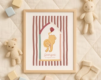 Habibi Löwe - anpassbare Kinderzimmer Kunstdruck - kleine Habibis Sammlung, Libanon Kunst, libanesische Druck, Krokodilkunst für Baby