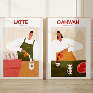 Latte and Qahwah Art prints - From Lebanon to America Collection - Museum poster, Lebanon art, Beirut print