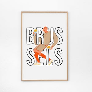 Brussels, Belgium Art Print - Bruxelles poster, Travel Poster, Belgian Fries Art