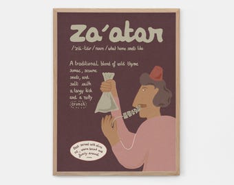 Zaatar Definition Print - Englisch und Französisch verfügbar - libanesisches Poster, Libanon Kunst, Arabische Kunst, libanesischer Druck, libanesisches Essen