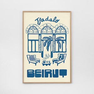 Tfadalo Print - Beirut Collection, Libanon Kunst, libanesische Druck, Beirut Reiseplakat, Beirut Architektur, Trifora Fenster, libanesisches Haus