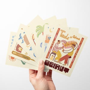 Colección de postales de Beirut - Paquete de 12 postales con sobres - Recuerdos de Beirut, Tarjetas de felicitación, Postales del Líbano, Arte libanés