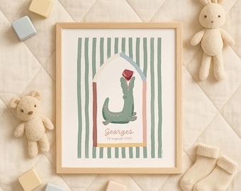 Habibi Krokodil - Kundengerechtes Kinderzimmer Art Print - kleine Habibis-Sammlung, Libanon Kunst, libanesische Druck, Krokodilkunst für Baby