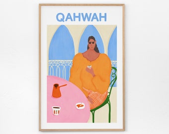 Qahwah Art Print - Museumsplakat, libanesische Kunst, Kaffeedruck, türkischer Kaffee, Beirut Poster