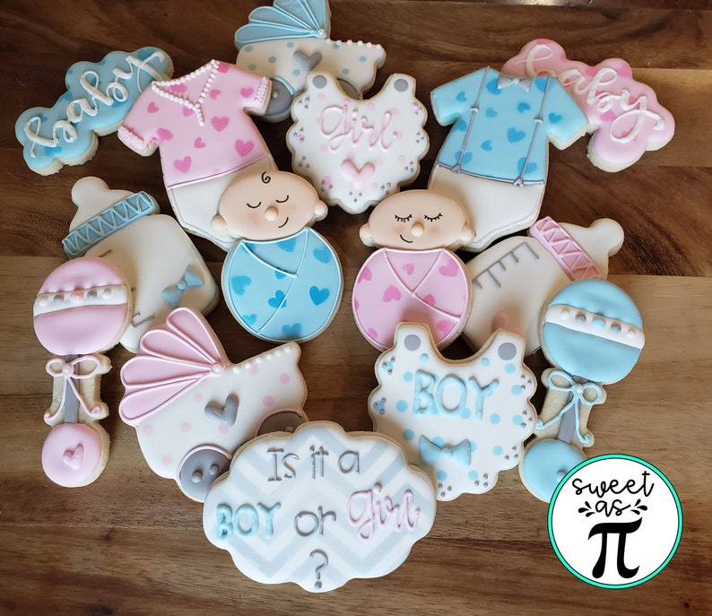 Gender Reveal Baby Shower Decorated Sugar Cookies 15 Etsy