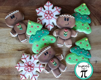 Gingerbread Men Christmas Cookies - Decorated Sugar Cookies