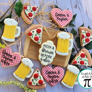 Pizza & Brew Decorated Cookies: Custom Royal Icing, 13 Count