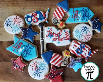 4th of July Themed Sugar Cookies - Patrotic Decorated Sugar Cookies