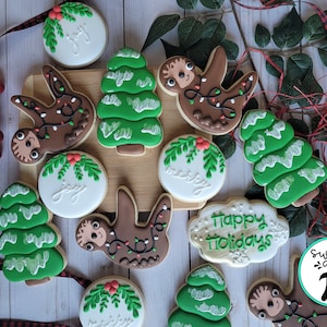 Sloth Christmas Cookies - Decorated Sugar Cookies