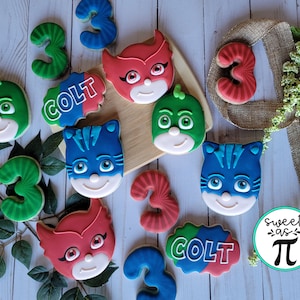 PJ Masks Themed Decorated Sugar Cookies