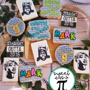 90s Retro Birthday Sugar Cookies: Decorated Royal Icing, Set of 24