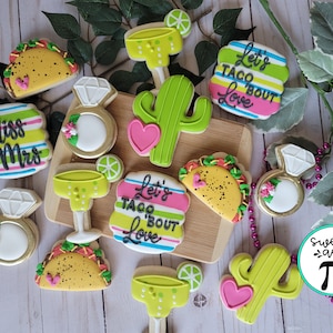 Lets Taco About Love - Bridal Shower Cookies - Decorated Sugar Cookies