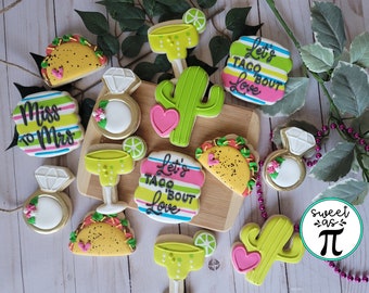 Lets Taco About Love - Bridal Shower Cookies - Decorated Sugar Cookies