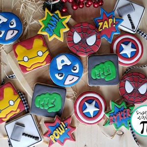 Superhero Birthday Sugar Cookies: Handmade Decorated Party Favors