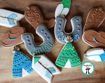 Cowboys & Indians Themed Cookies  - Decorated Sugar Cookies