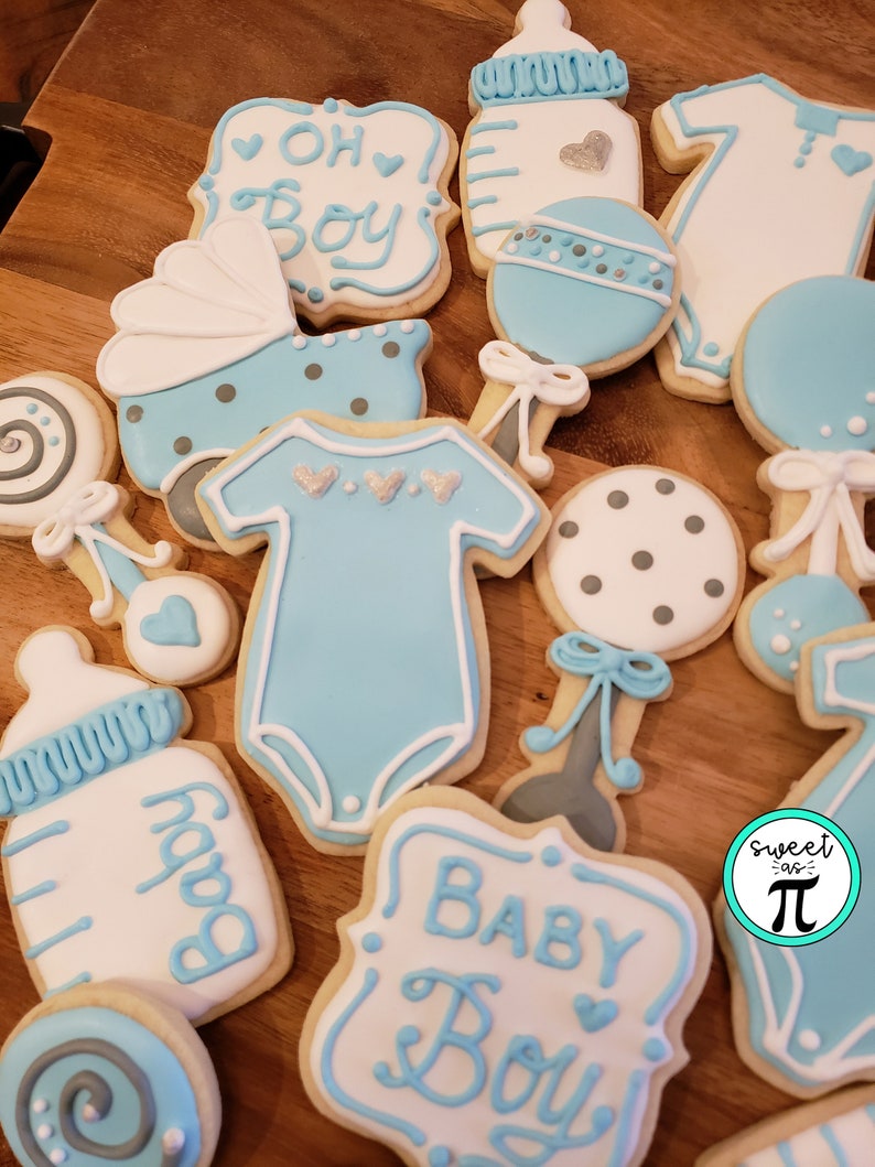 Baby Boy Baby Shower Sugar Cookies Decorated Sugar Cookies Etsy