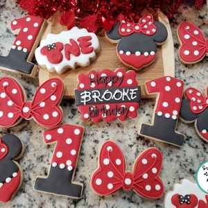 Minnie Mouse Birthday Sugar Cookies - 2 Color Options - Decorated Sugar Cookies