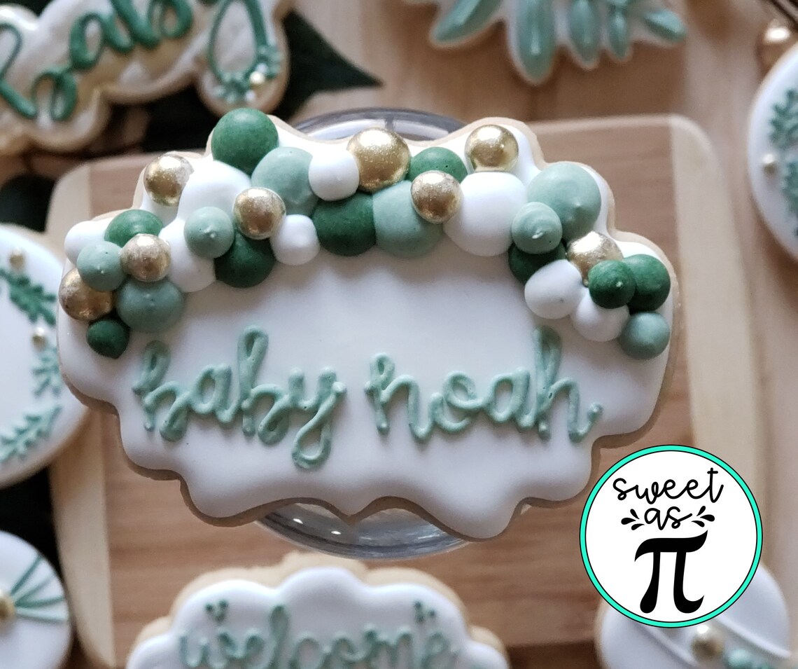 Eucalyptus Baby Shower Sugar Cookies Decorated Sugar Cookies Etsy