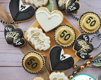 Anniversary - Wedding Cookies - Decorated Sugar Cookies