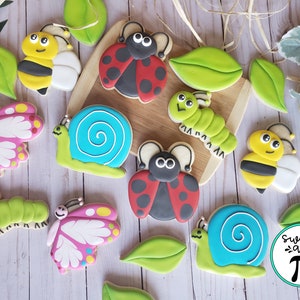 Cute Bug - Garden Themed Birthday Sugar Cookies - Decorated Sugar Cookies