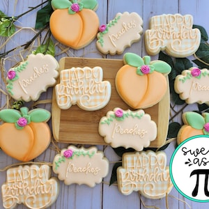 Peaches Themed Sugar Cookies - Decorated Sugar Cookies