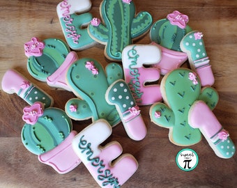 Cactus Sugar Cookies - Birthday - Decorated Sugar Cookies