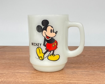 Vintage Mickey Mouse Anchor Hocking Milk Glass Mug