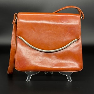 Vintage Faux Leather Handbag - Caramel Brown 70s 1970s Bag