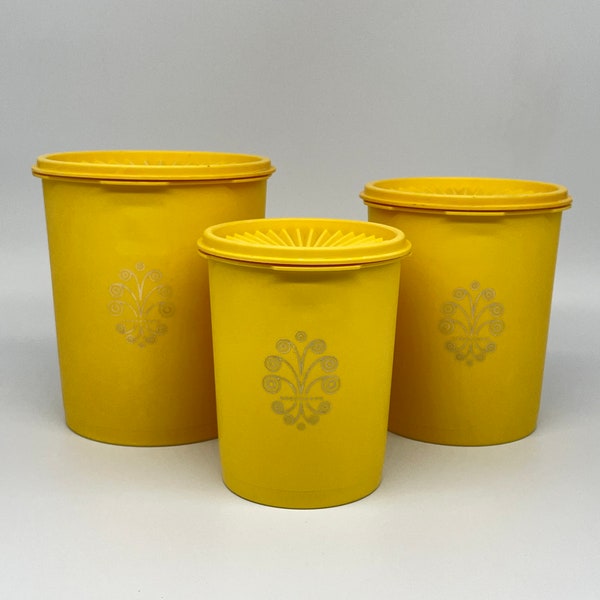 Vintage Yellow Tupperware Canister Set