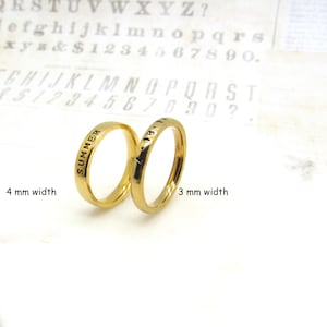 3mm or 4mm Gold Plated Ring•Personalized Hand Stamped Ring•Promise Ring•Name ring•Stacking Ring•Midi•Stacking Ring•Personalized Ring