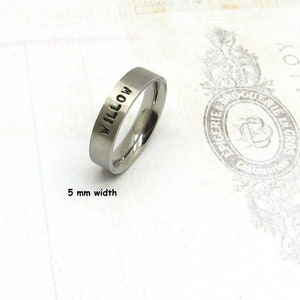 Custom Name Ring*Stacking Ring*Hand Stamp Ring*Wedding Band*Personalize Jewelry*5 mm wide ring*Brushed Ring*MD7009