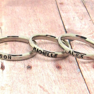 3 mm Personalized Hand Stamped Ring,Name ring-Custom Ring-Promise Ring-Friendship ring-Mother ring-Love ring-Comfort Fit ring