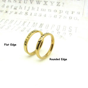 3mm  Gold Plated Ring•Personalized Hand Stamped Ring•Promise Ring•Name ring•Stacking Ring•Midi•Stacking Ring•Personalized Ring•