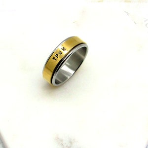 Stainless Steel Gold Plated Spinner Ring*Personalized Hand Stamped Spinning Ring*Name ring-Custom Ring-Promise Ring-Friendship ring