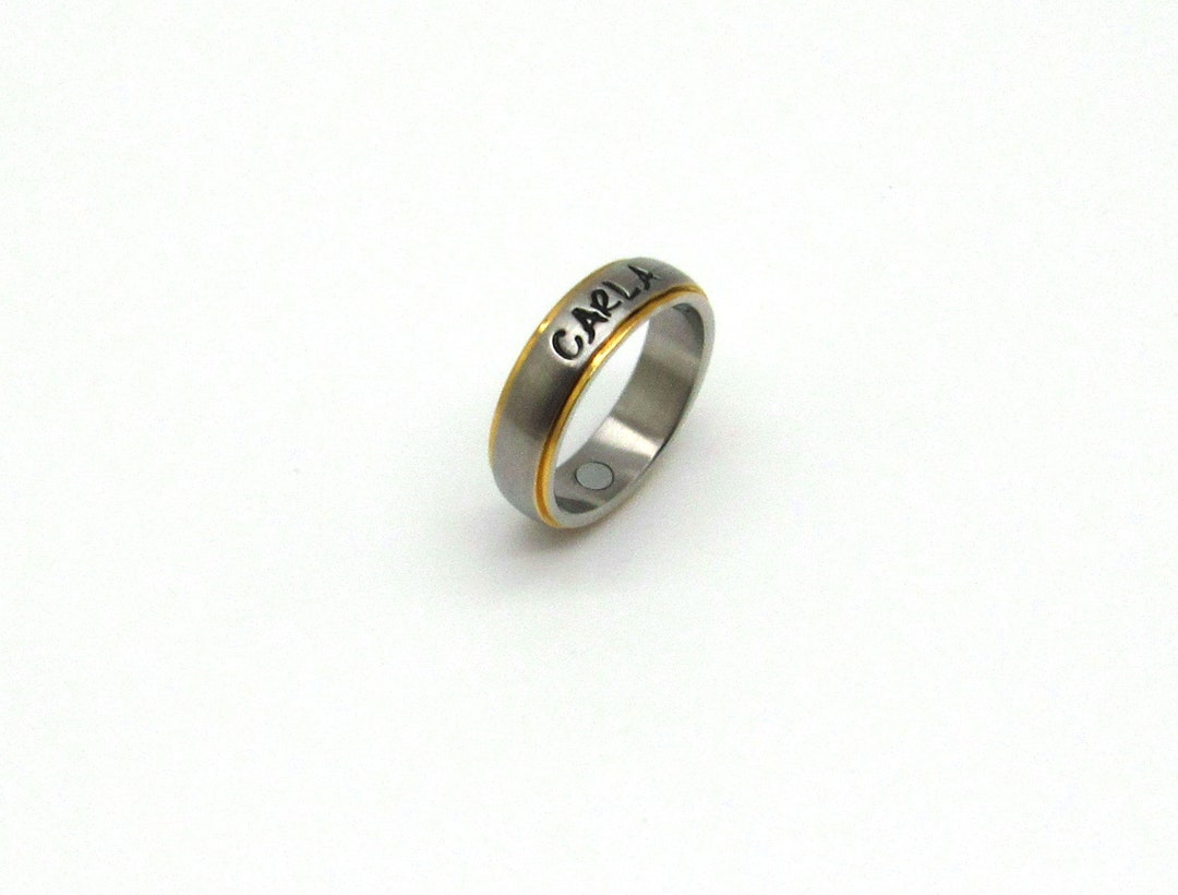 Custom Magnetic Rings Magnetic Ring •hand Stamped Ring•promise Ring•name Ring•therapy Ring ...