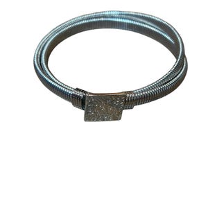 Anne Klein Vintage 90s Silver Stretch Skinny Belt Lion Logo