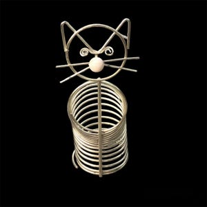 Mid Century Modern Industrial Gold Metal Cat Letter Holder Desk Accessory