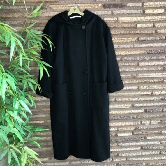 Perry Ellis Vintage Black Wool Maxi Coat